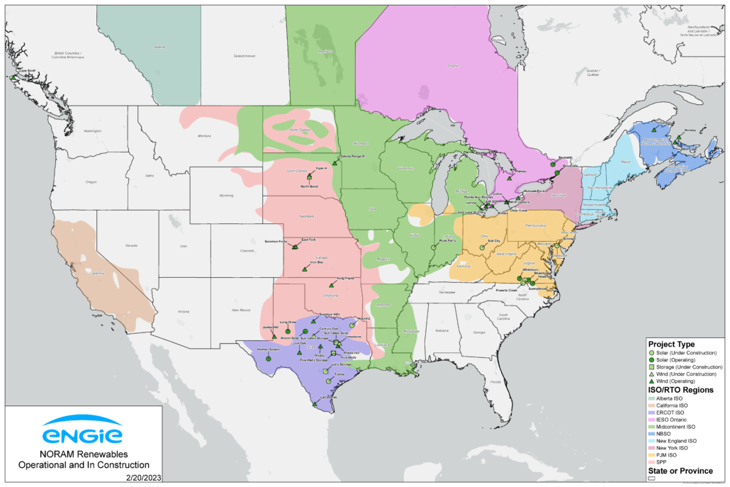 Operational and in construction renewables projects in North America