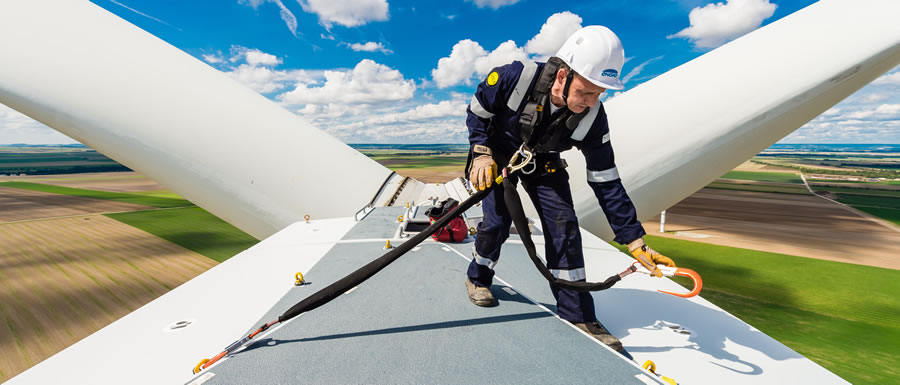 Operator Working on Wind Turbine